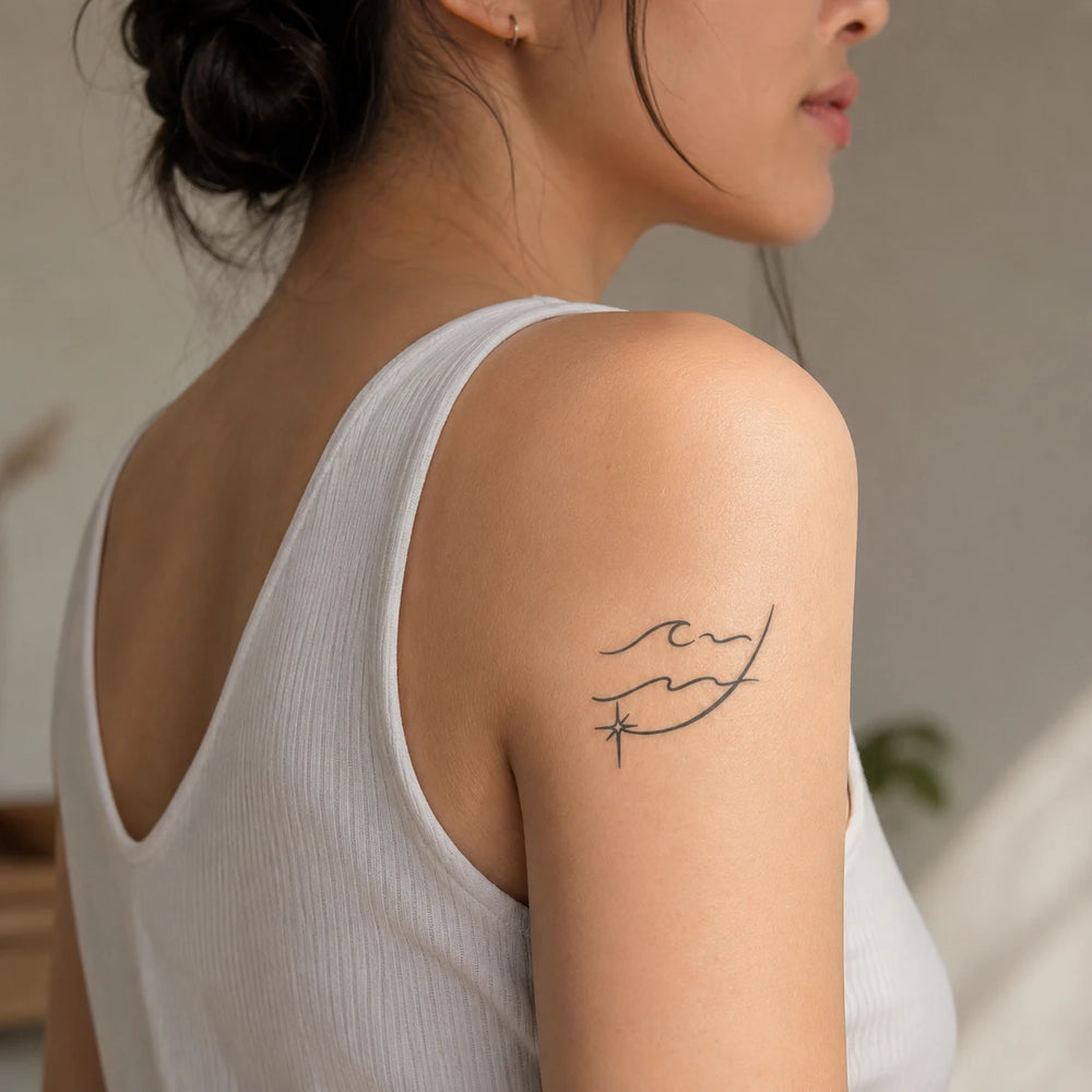 Aquarius Tattoo On Women Arm