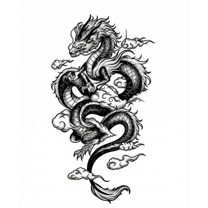 Asian Dragonwith Clouds - inkbolt