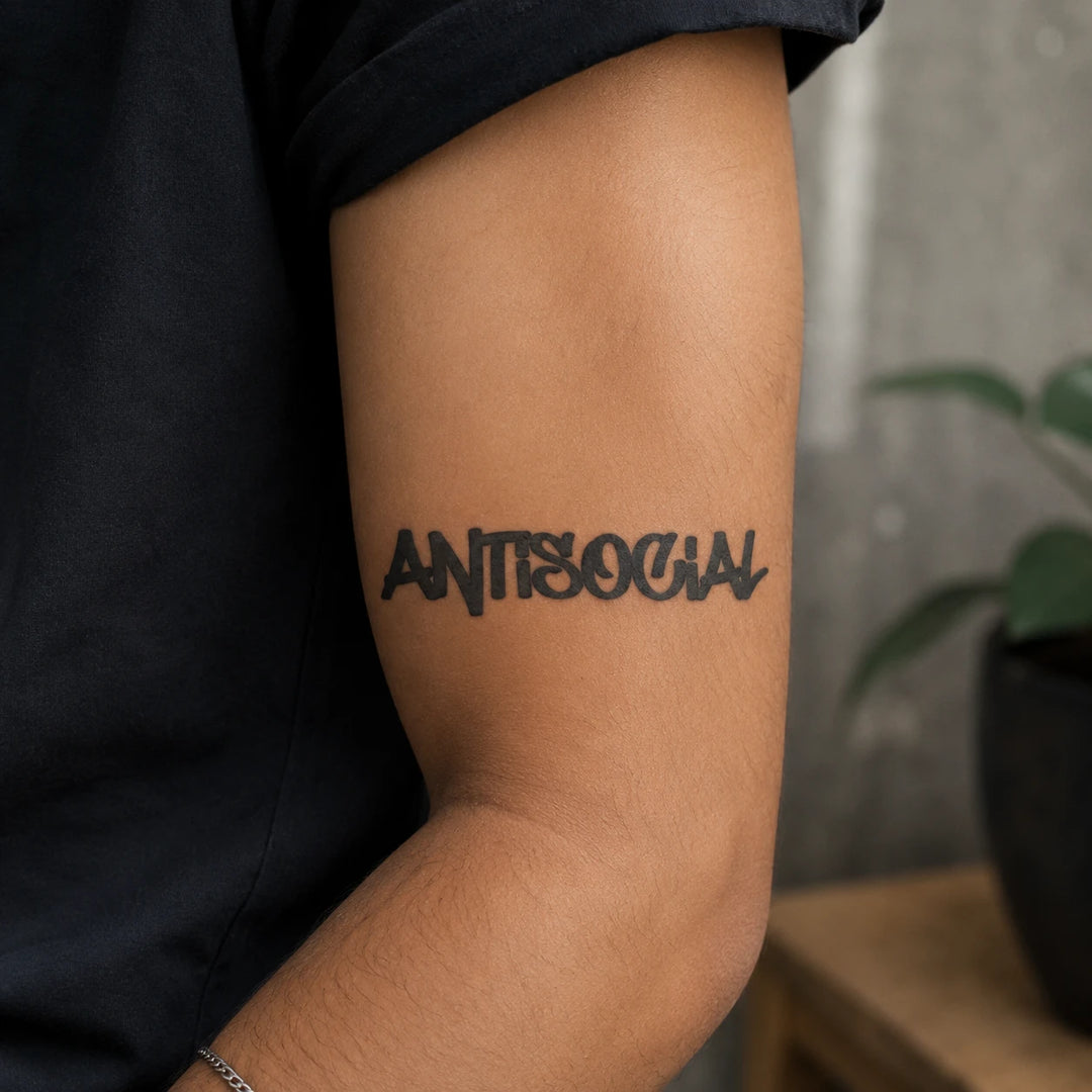 Atisocial Tattoo On Man Arm