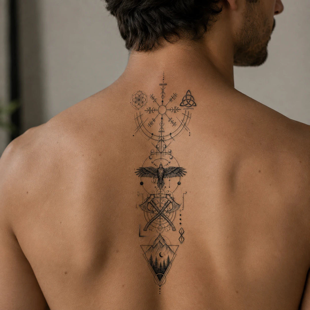 Battle Compass Tattoo On Man Back