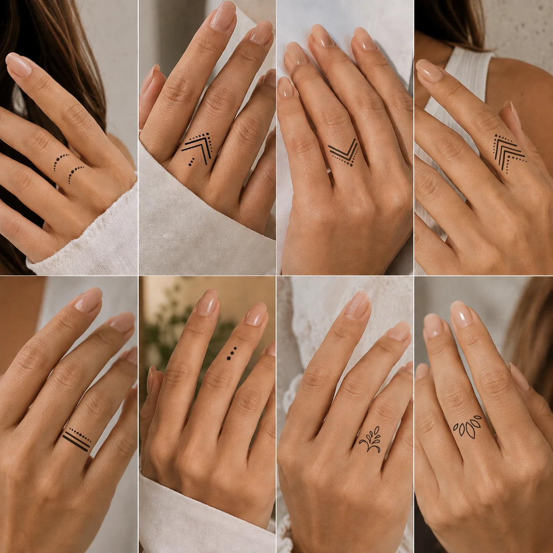 Boho Finger Tattoos on Fingers 