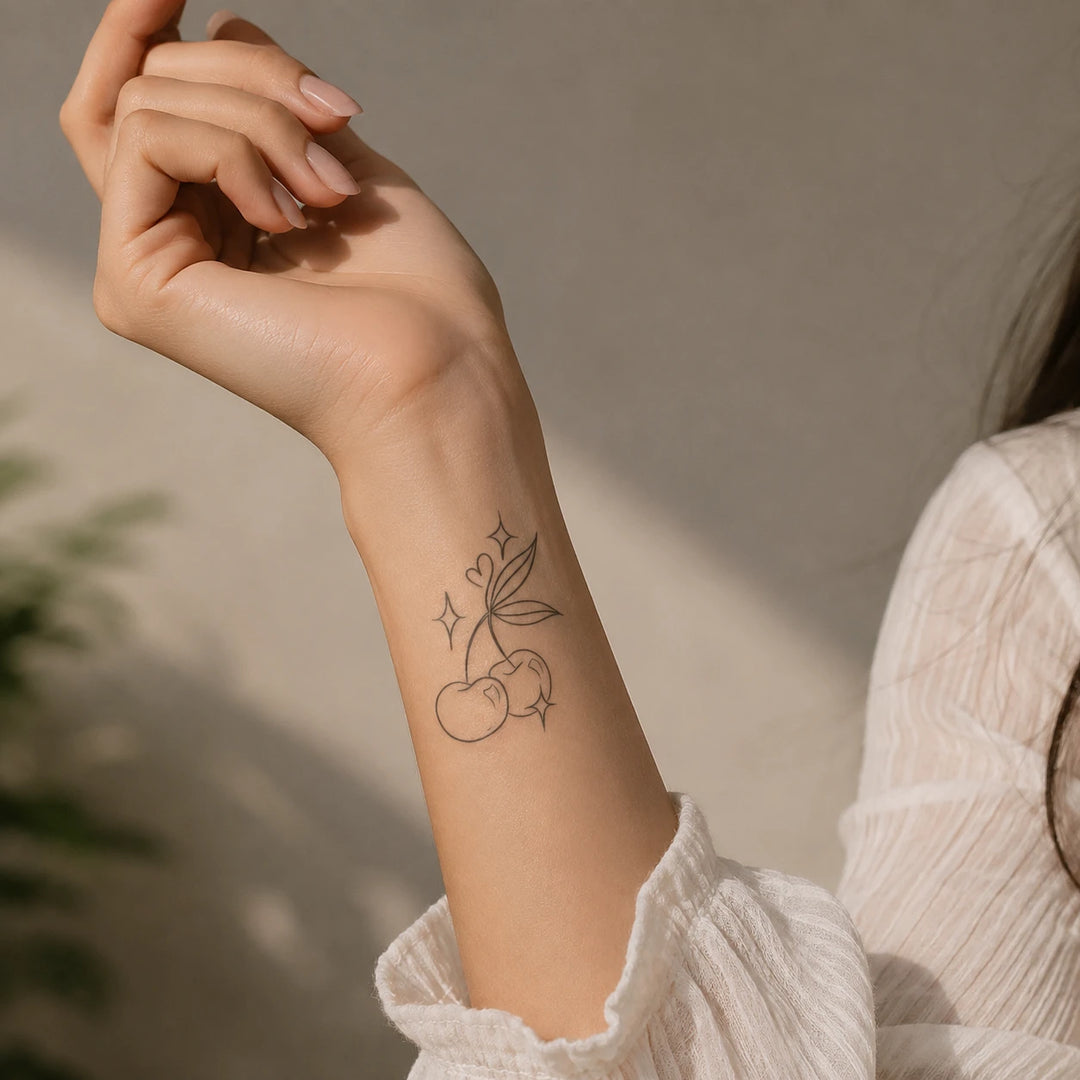 Cherry tattoo on hand