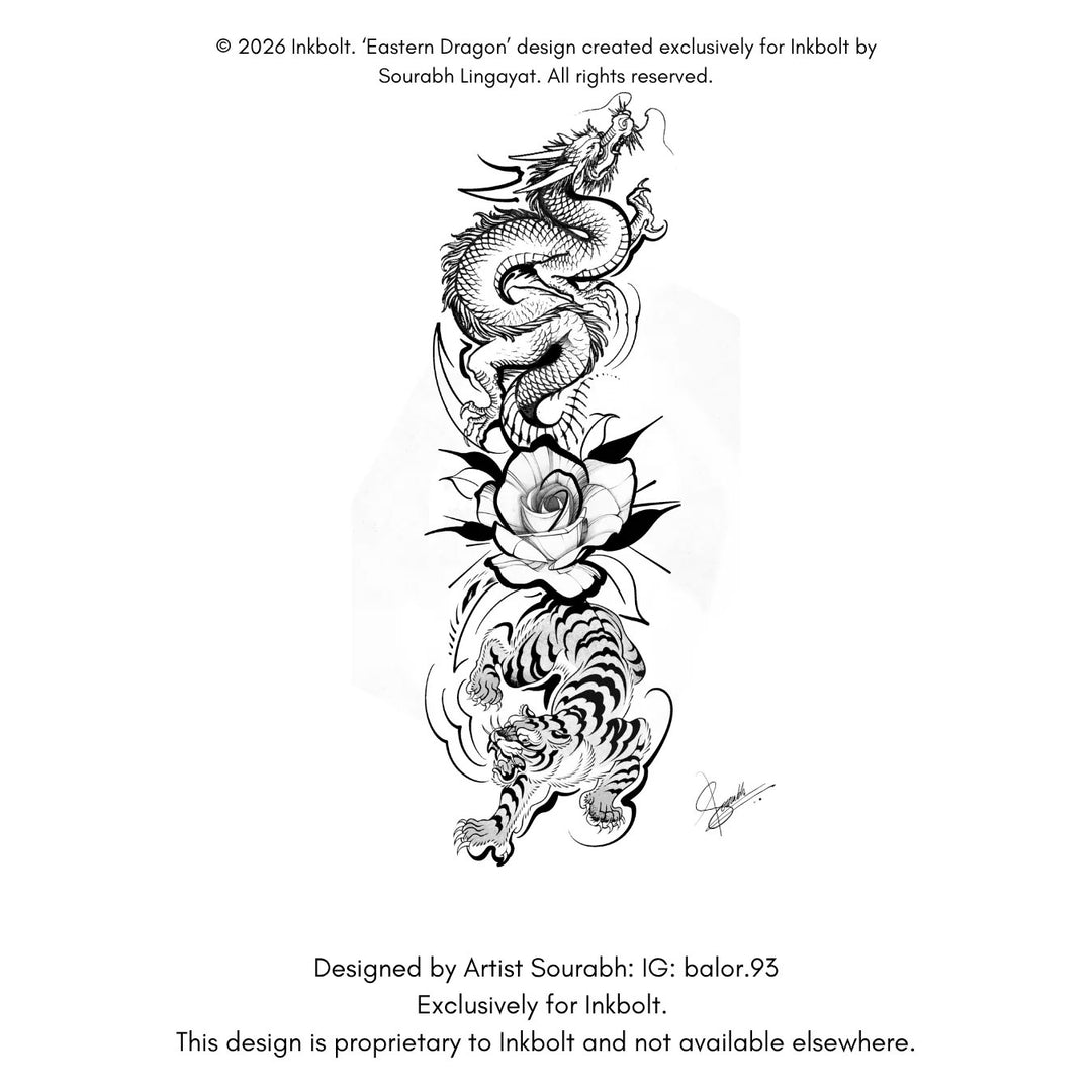 Eastern dragon Sleeve tattoo - Inkbolt