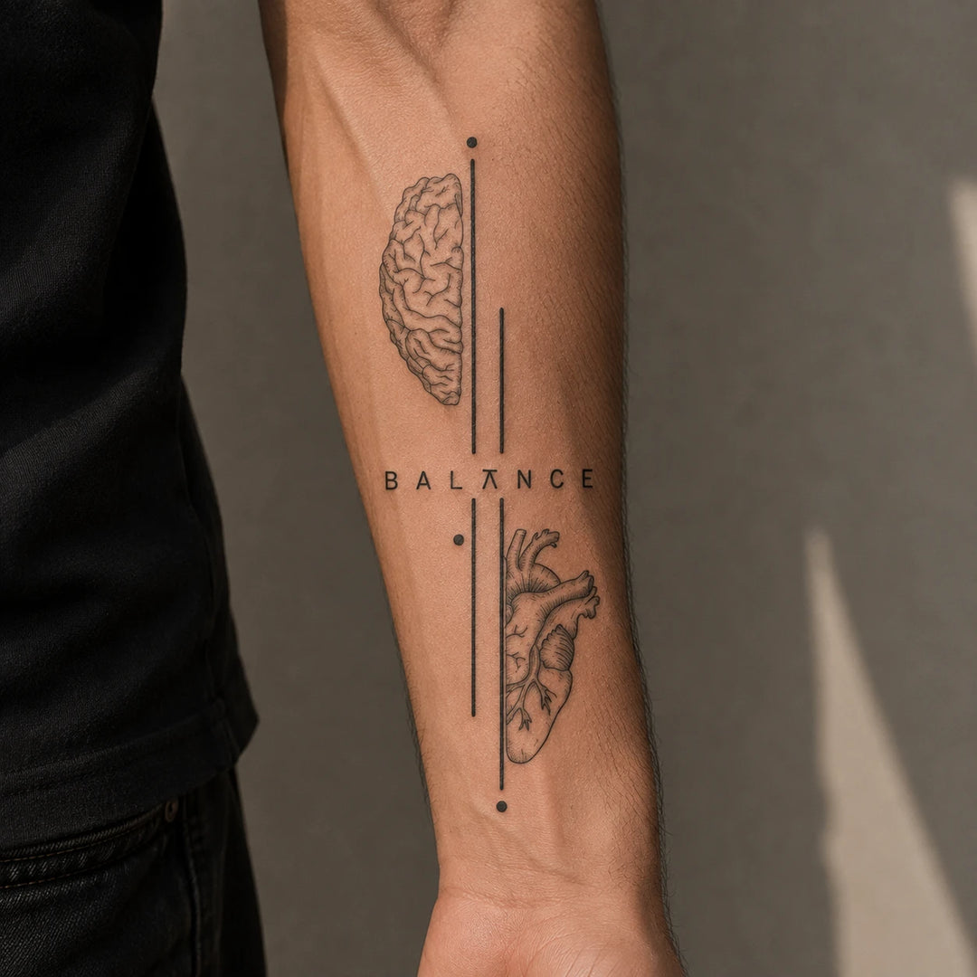 Equilibrium Tattoo On Man Forearm