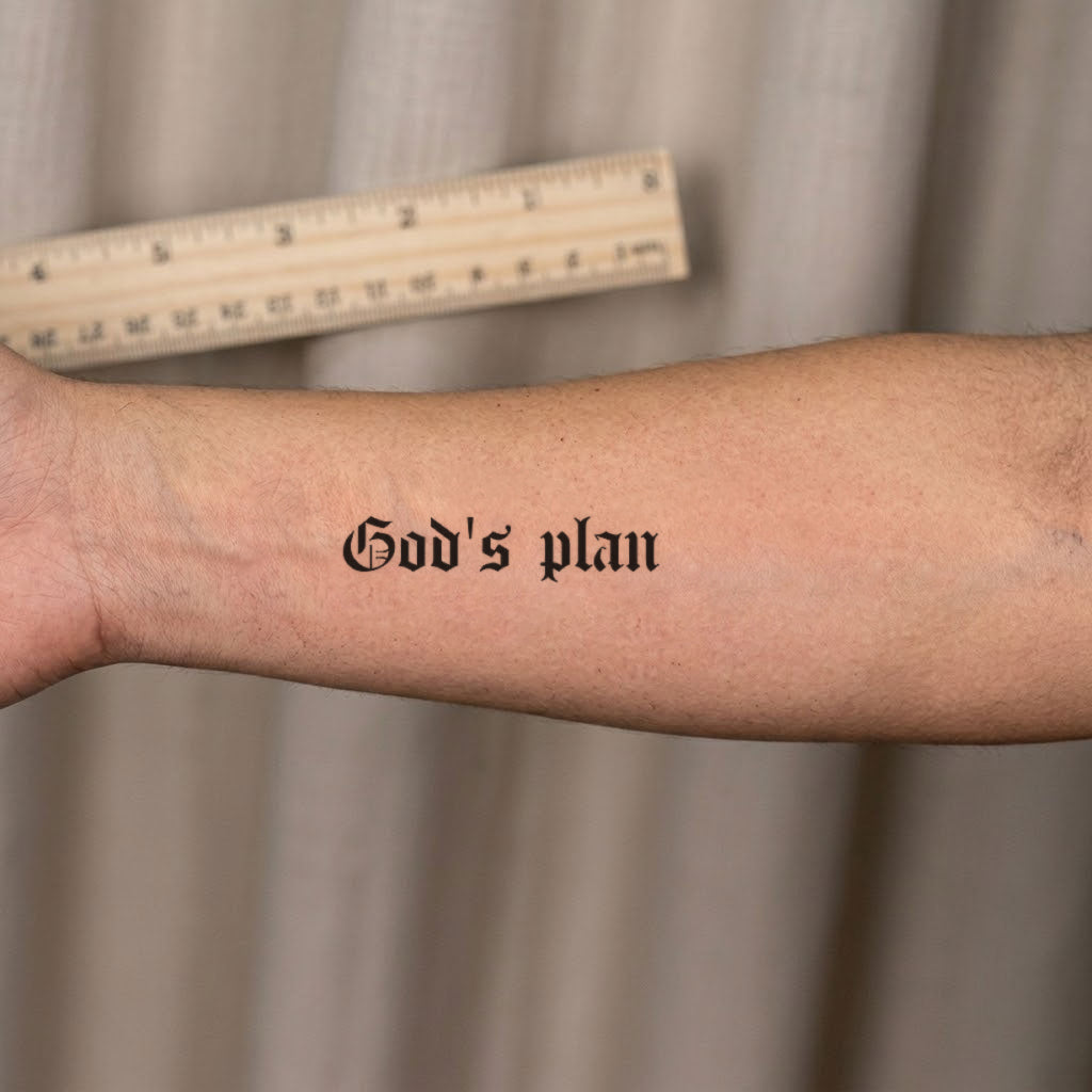 God's Plan tattoo on hand