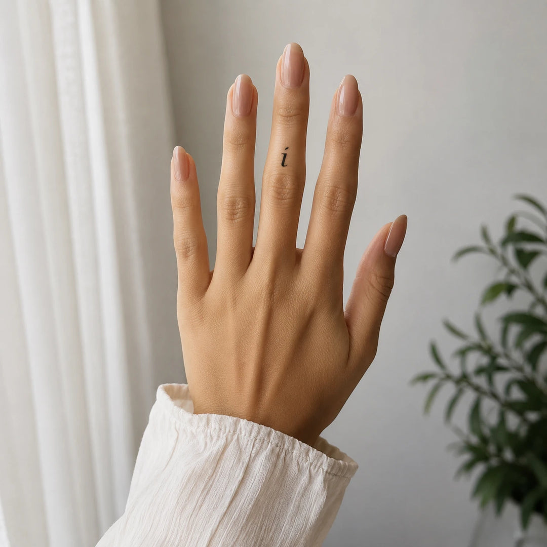 I Letter Tattoo on woman hand