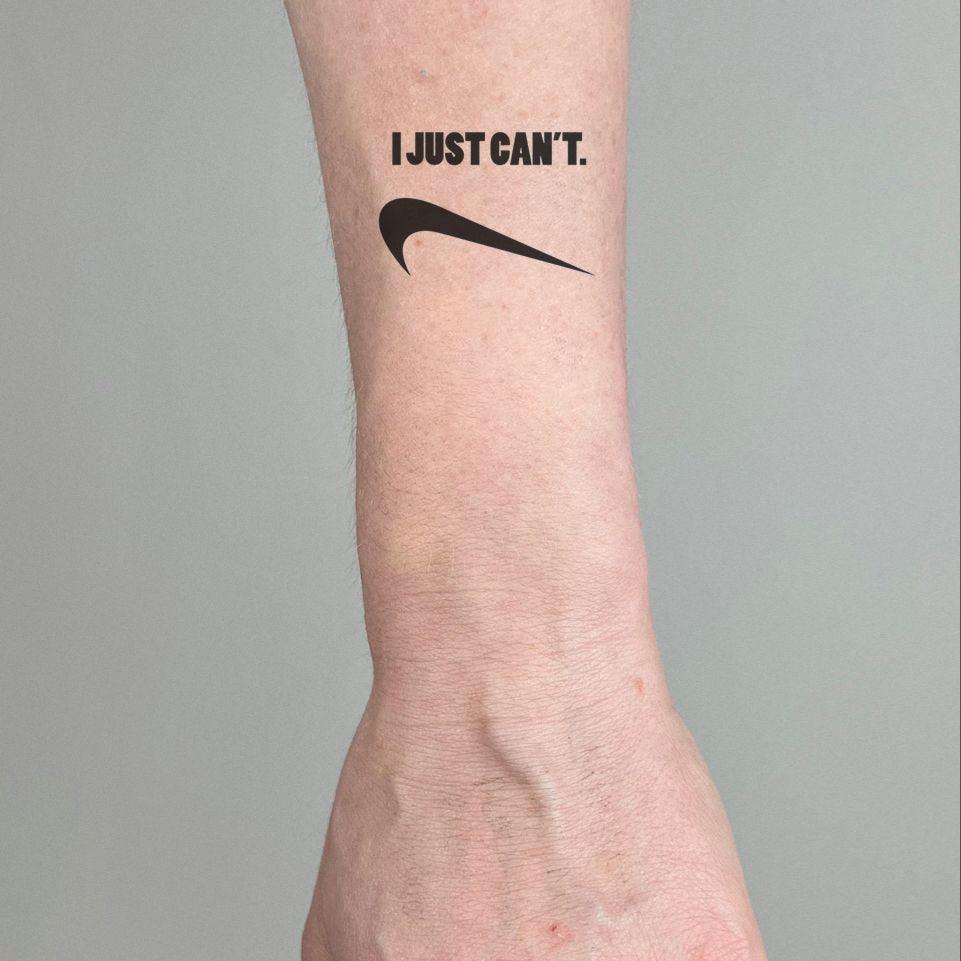 I just can't (Nike Parody) Tattoo on Arm