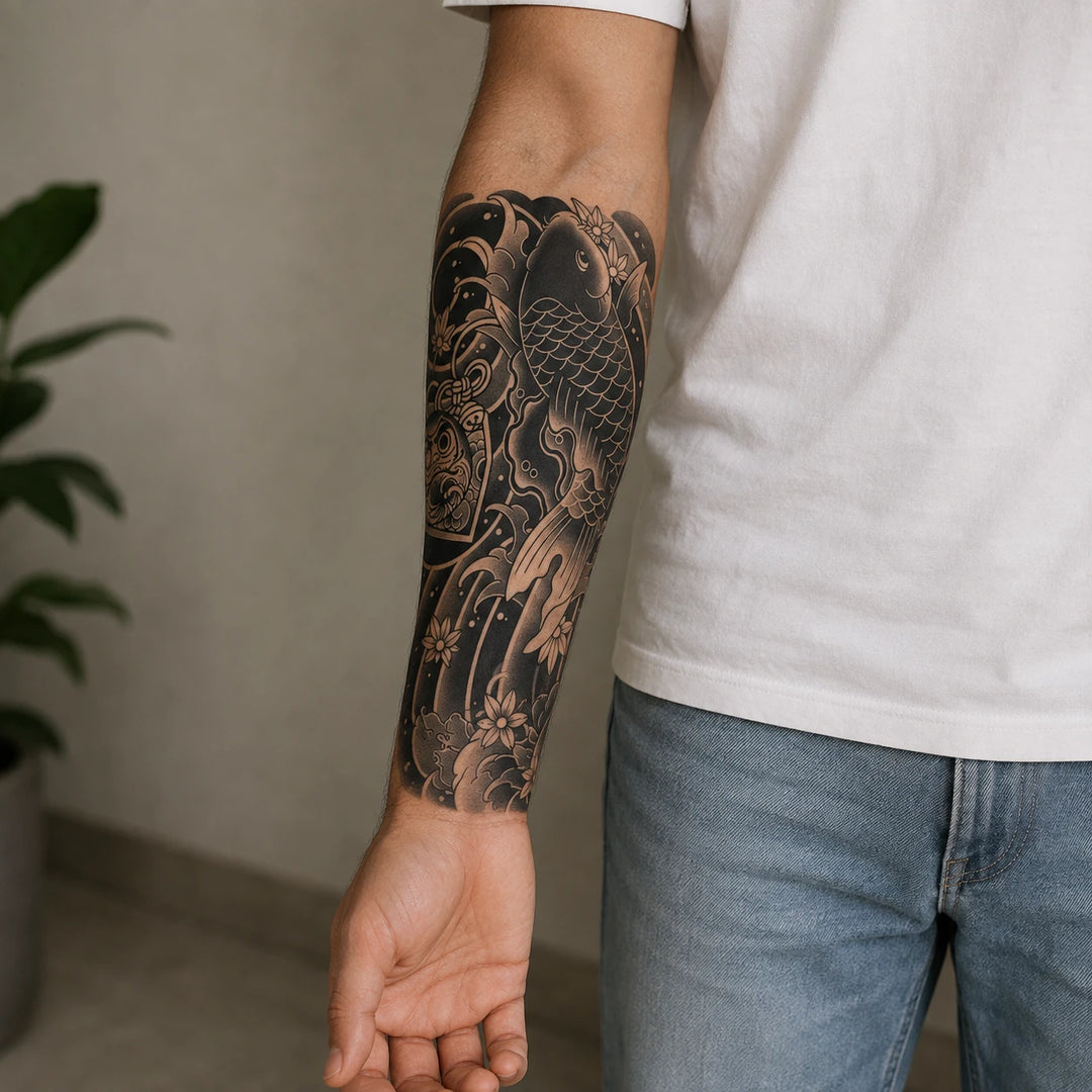 Japanese_Fish_Half_Sleeve on man arm 1