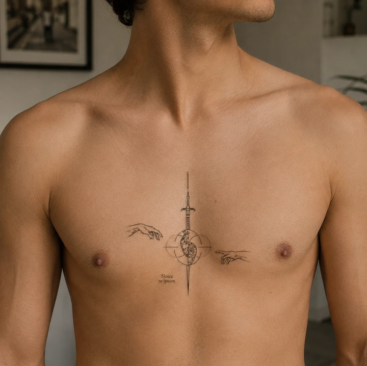 Know Thyself Tattoo On Chest