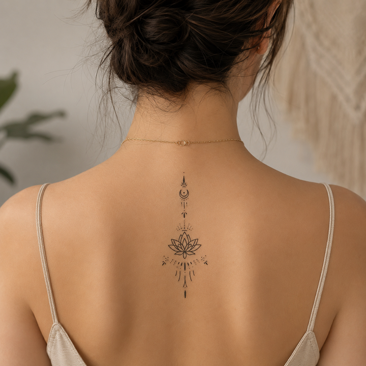 Lotus Crest Tattoo On woman back