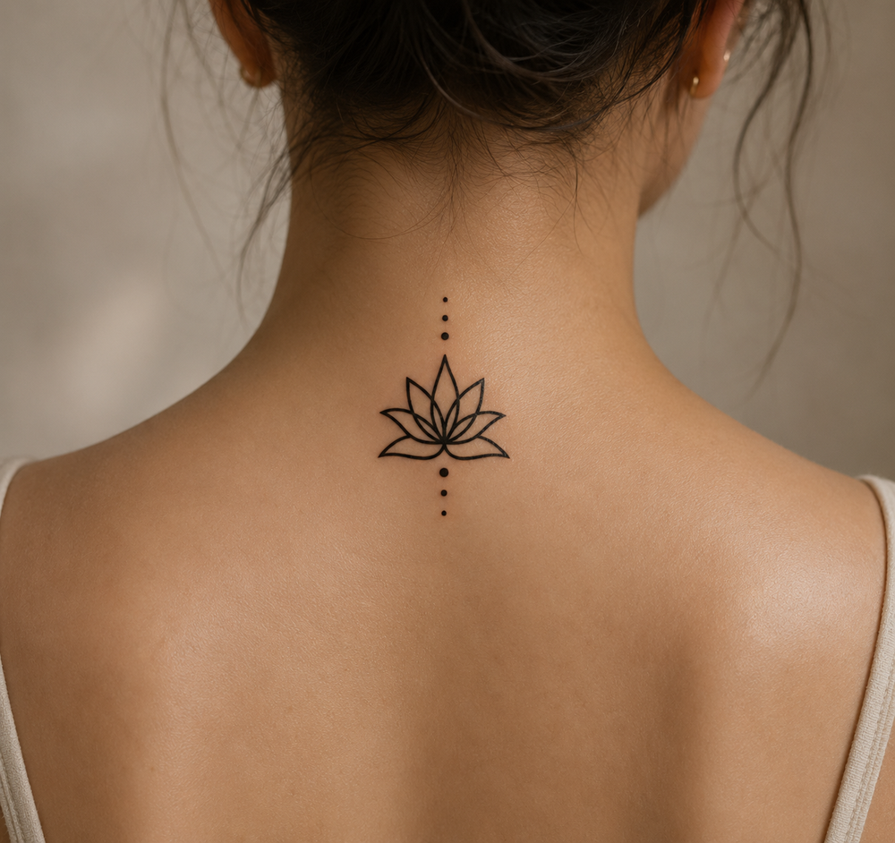 Lotus Flower Tattoo On Womens Back