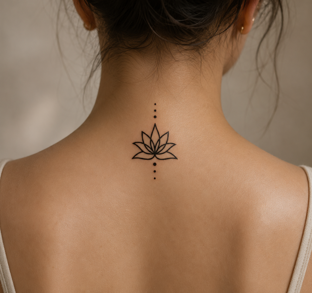 Lotus Flower Tattoo On Womens Back