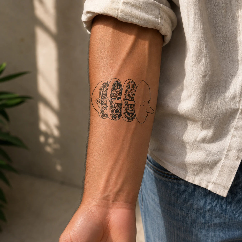 Mechanical Head Tattoo On arm