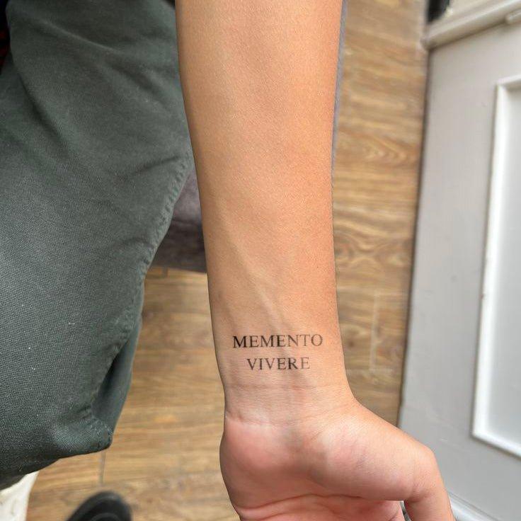 Memento Vivere Tattoo on Arm