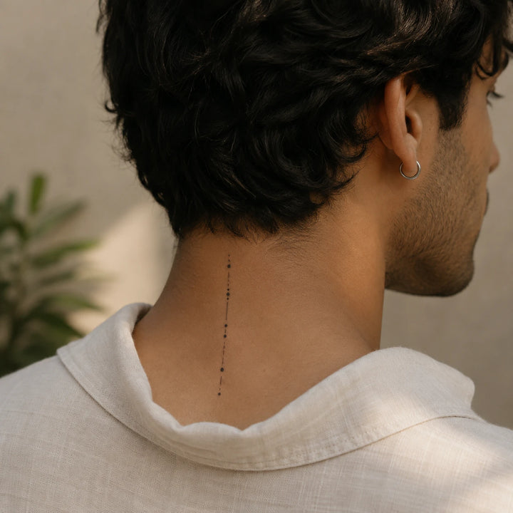 Morse code Tattoo on neck