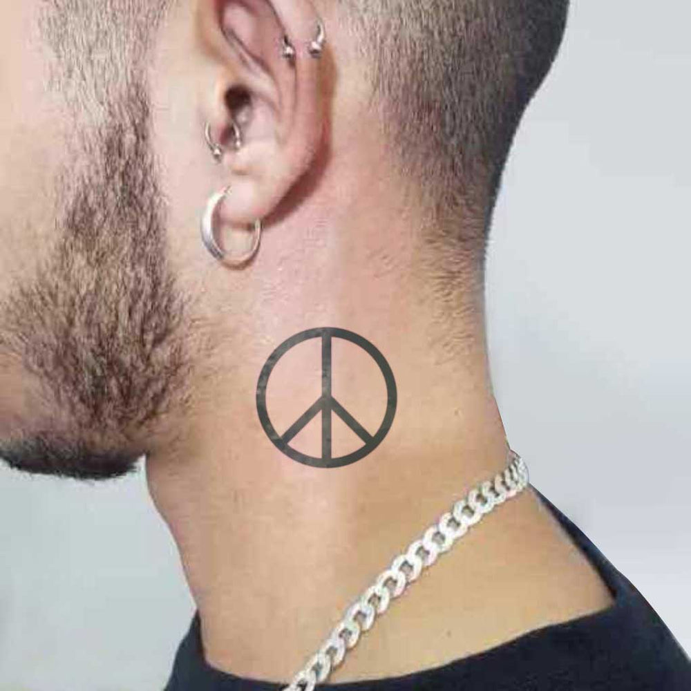 Peace Tattoo On Neck