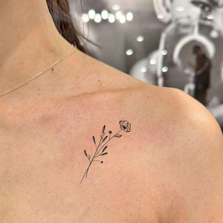Poppy flower Tattoo Near Shoulder