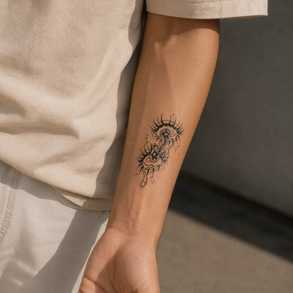 Psychedelic Eyes Tattoo on hand