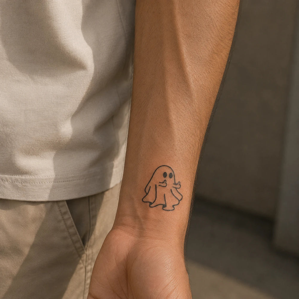 Rebel Ghost Tattoo on hand