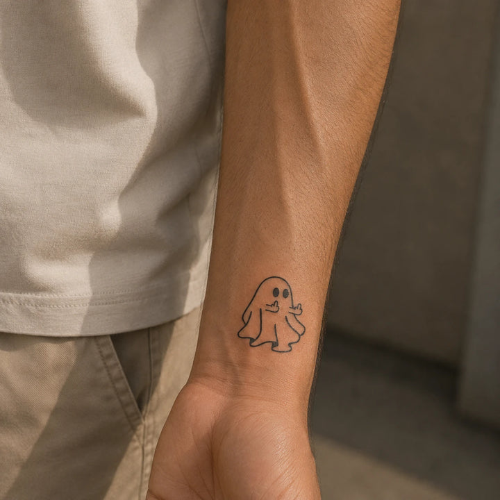 Rebel Ghost Tattoo on hand