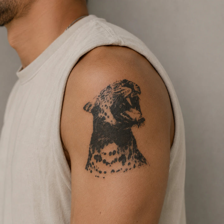 Roaring Cheetah Tattoo On shoulder