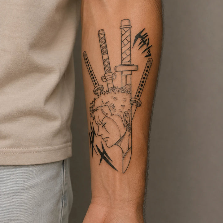 Roronoa Zoro Tattoo On Hand