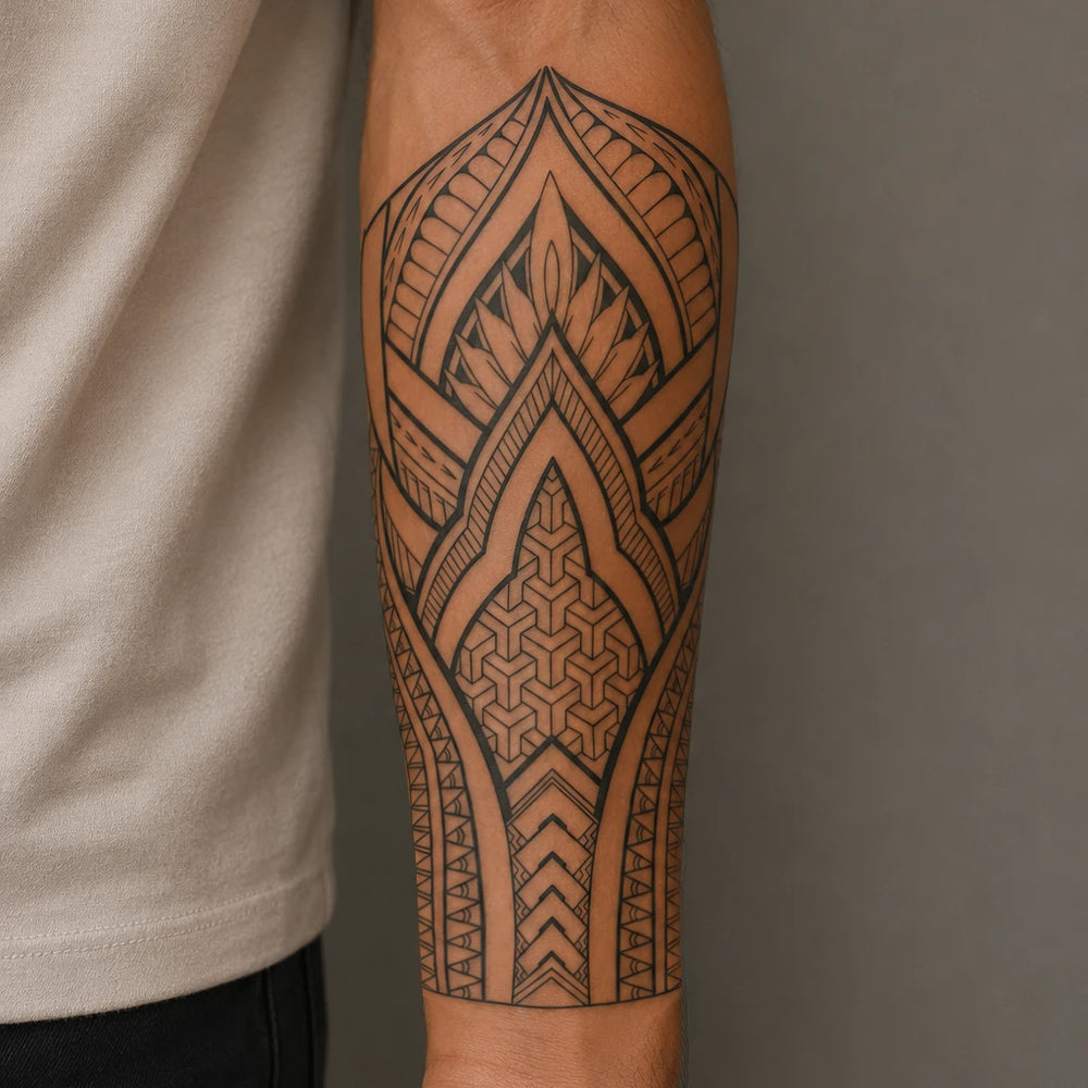 Sacred Armour Half Sleeve Tattoo on Forearm