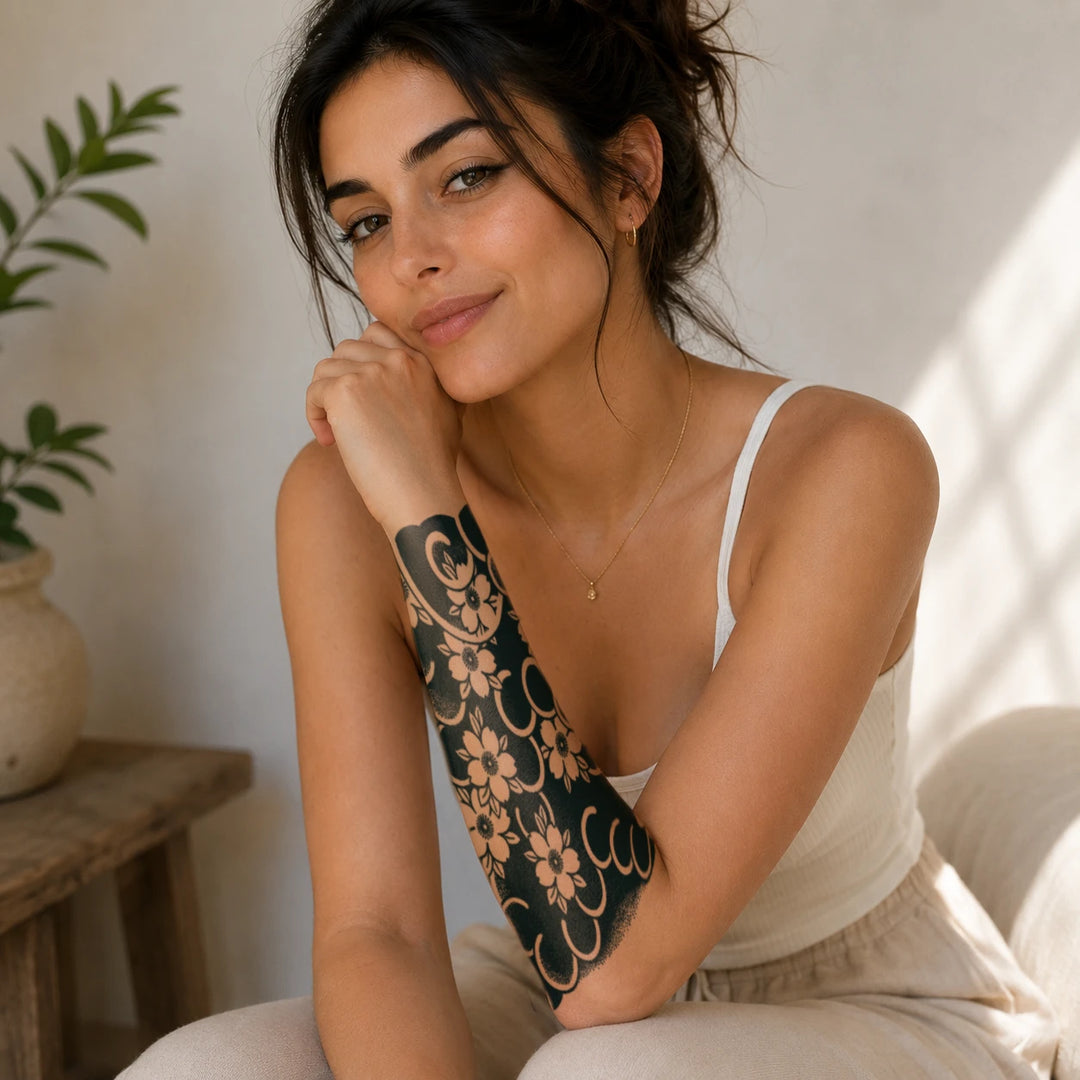 Sakura-Half-Sleeve Tattoo on womans arm