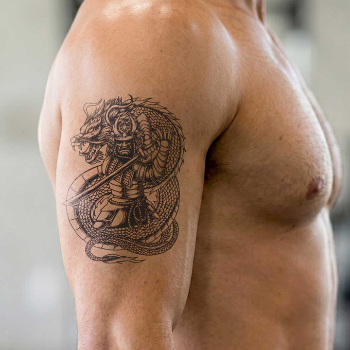 Samurai Dragon Tattoo On Arm
