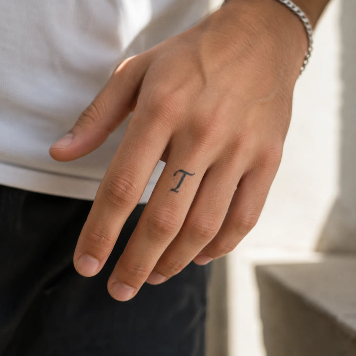 T Letter Tattoo on hand