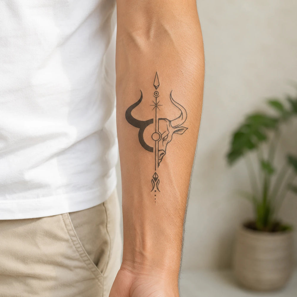 Taurus Bull Tattoo On Forearm