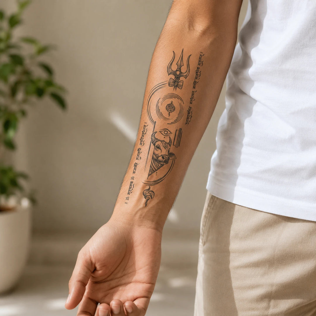 Trinetra Tattoo on forearm