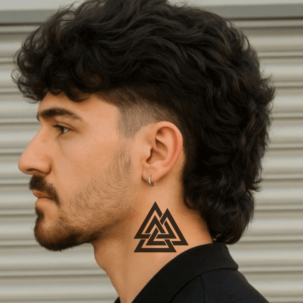 Triple Viking Knot Tattoo on neck