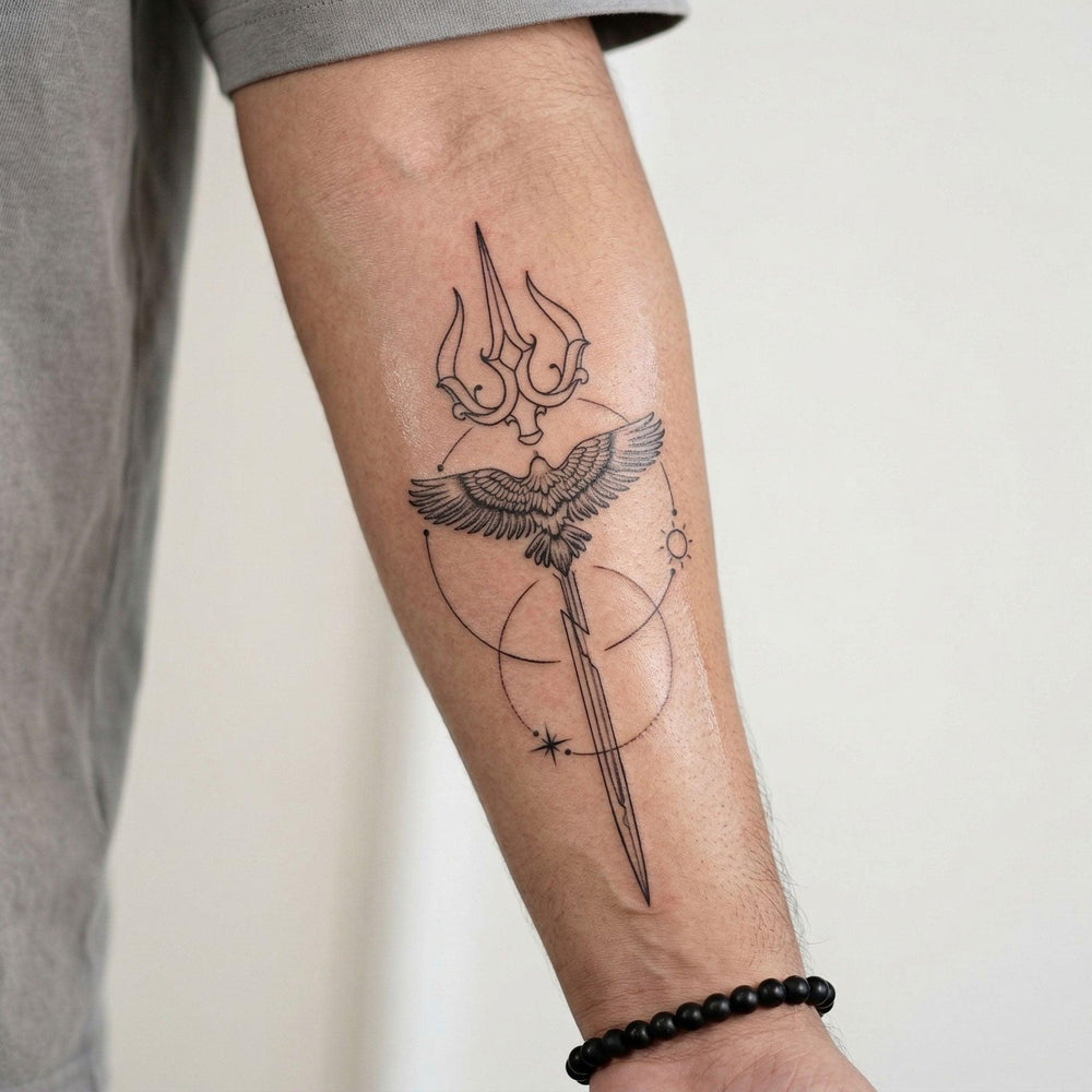 Trishul with Eagle - inkbolt