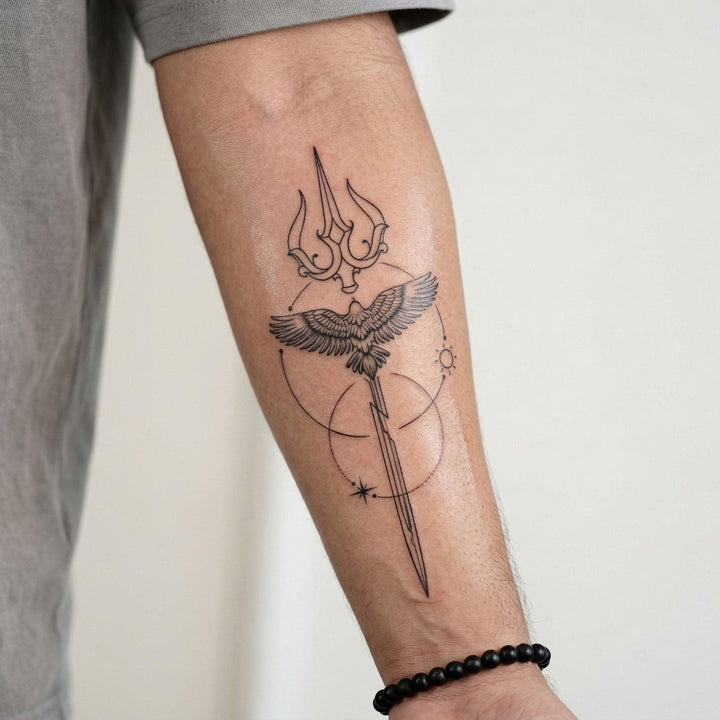 Trishul with Eagle - inkbolt