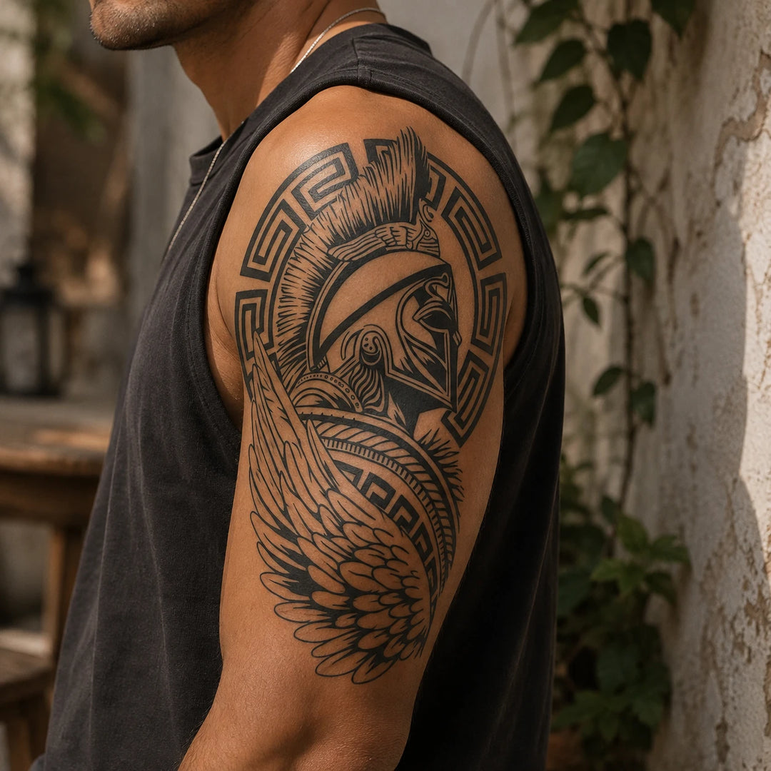 Trojan Warrior Tattoo On Man Arm