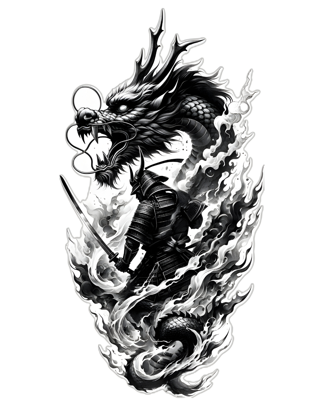 Samurai with dragon