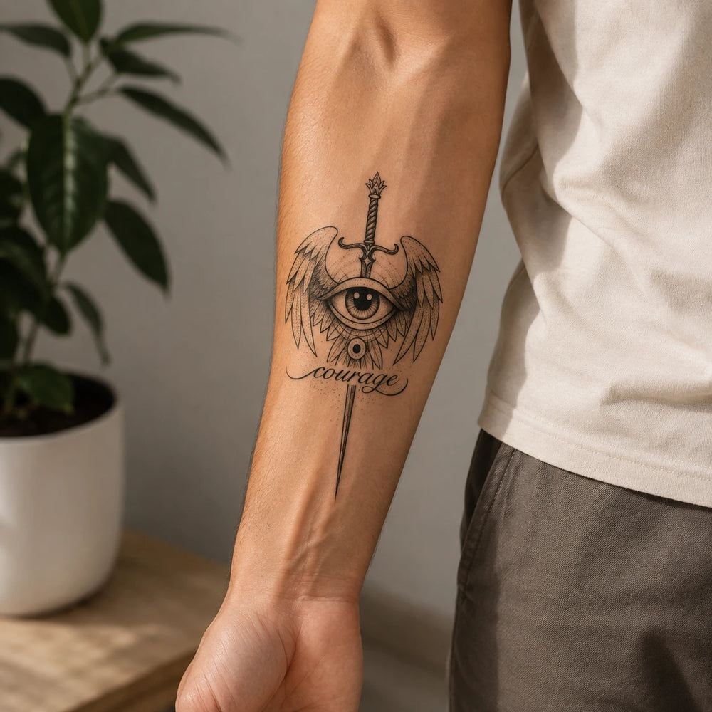 Valor Blade Tattoo On Forearm
