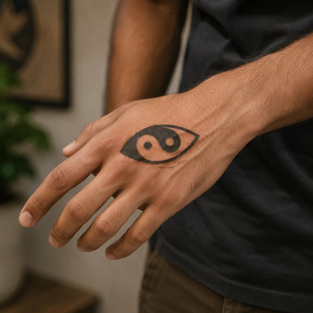 Yin Yang Vision Tattoo On hand