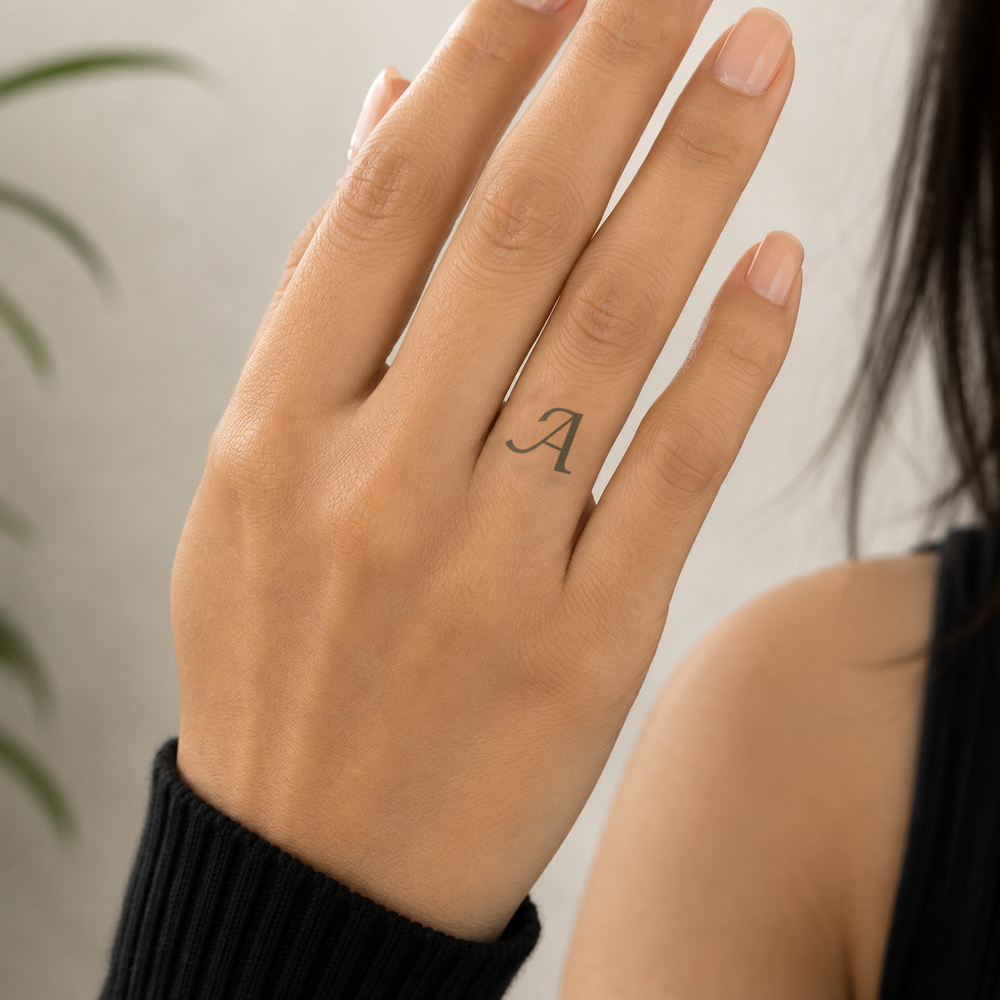 a letter tattoo on hand