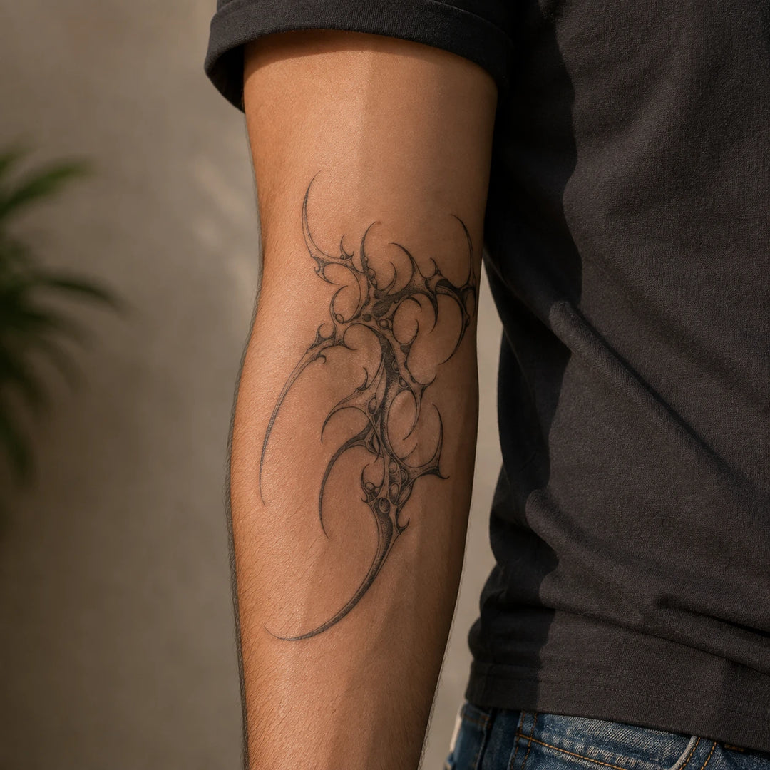 cyber thorn tattoo on Man Arm