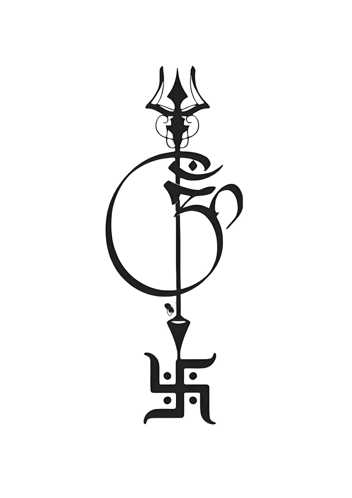 Curled Om with Trishul Tattoo