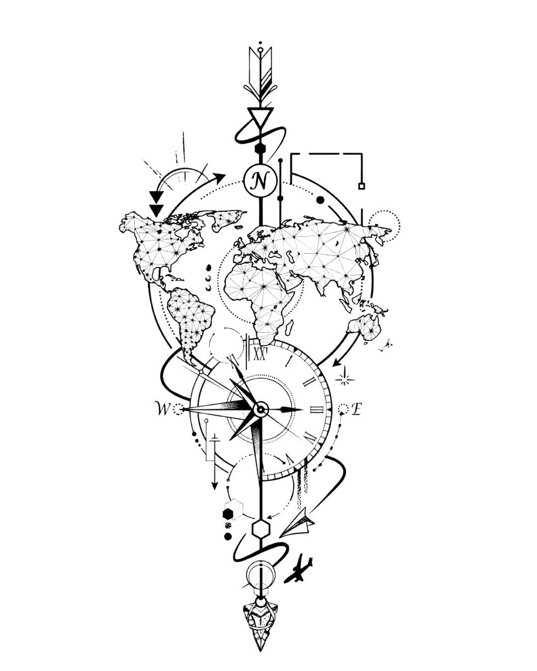 Wanderlust Adventure Compass Tattoo