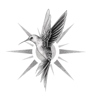 Compass with Hummingbird