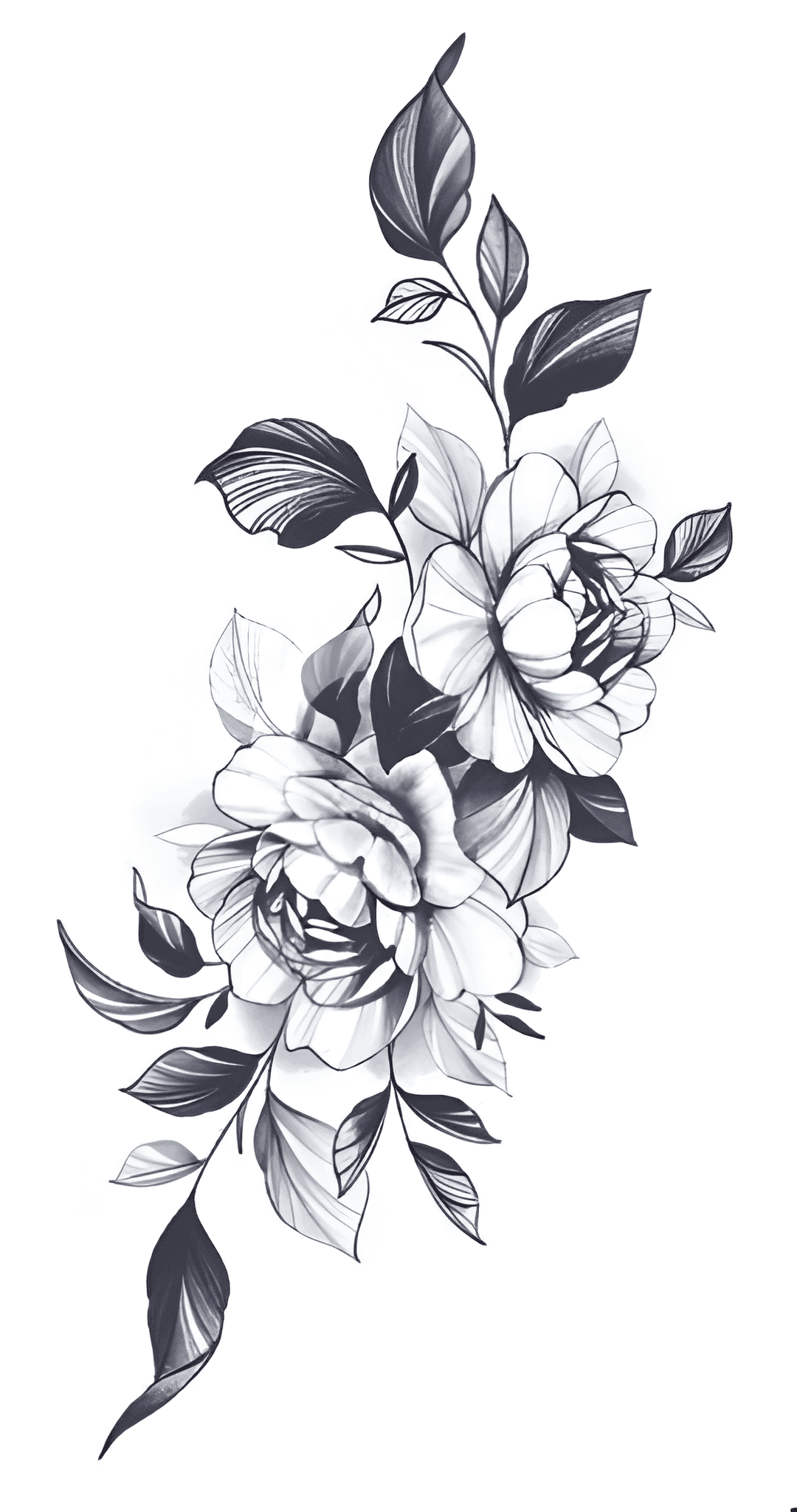 Graceful Peony Cascade Tattoo