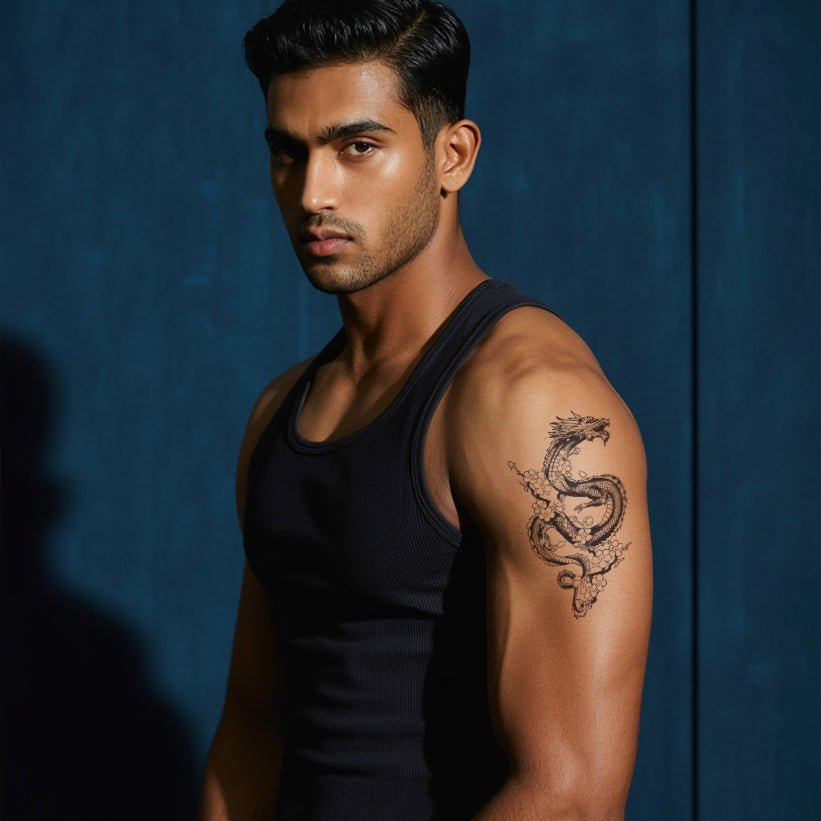 Dragon with Cherry Blossoms - inkbolt