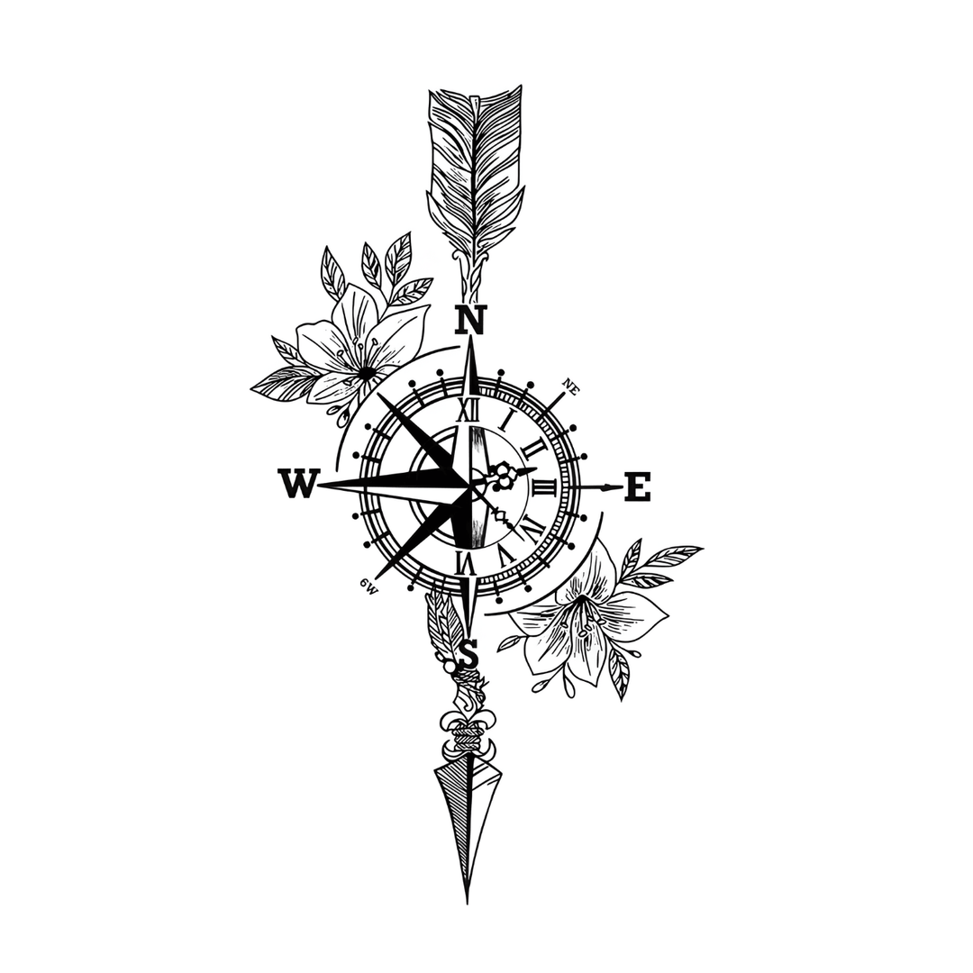 Floral Compass - inkbolt