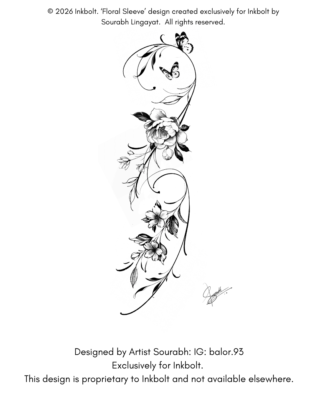 Floral Sleeve - inkbolt