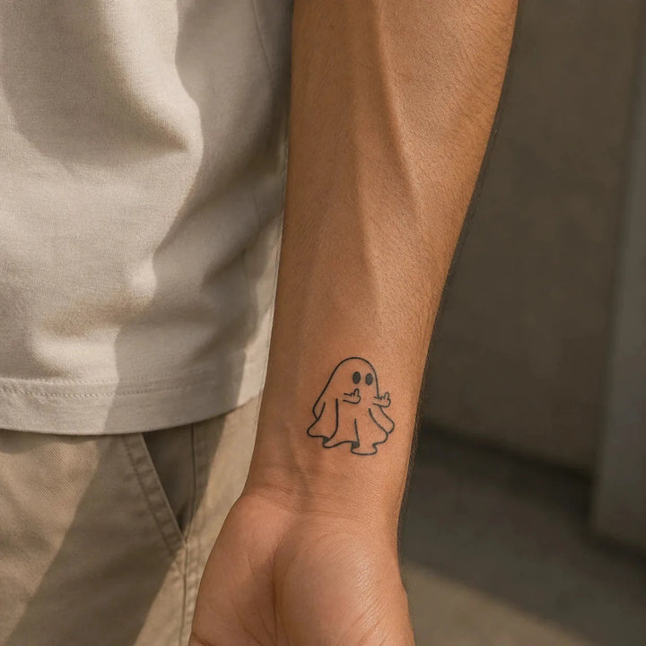 Rebel Ghost Tattoo on hand