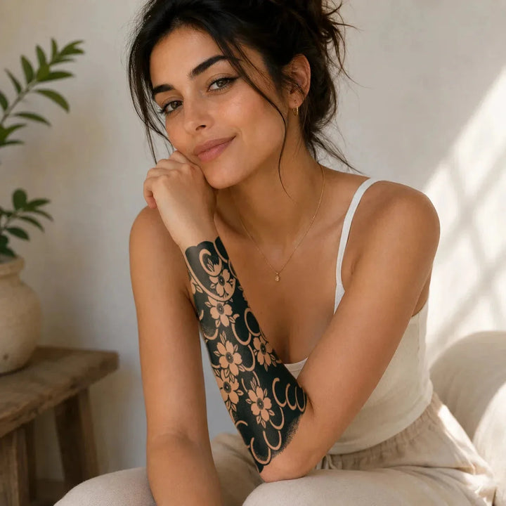 Sakura-Half-Sleeve Tattoo on womans arm